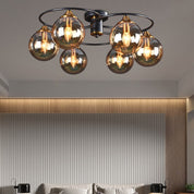 ValentinaLuxe - Vintage Round Chandelier in Smoked Glass