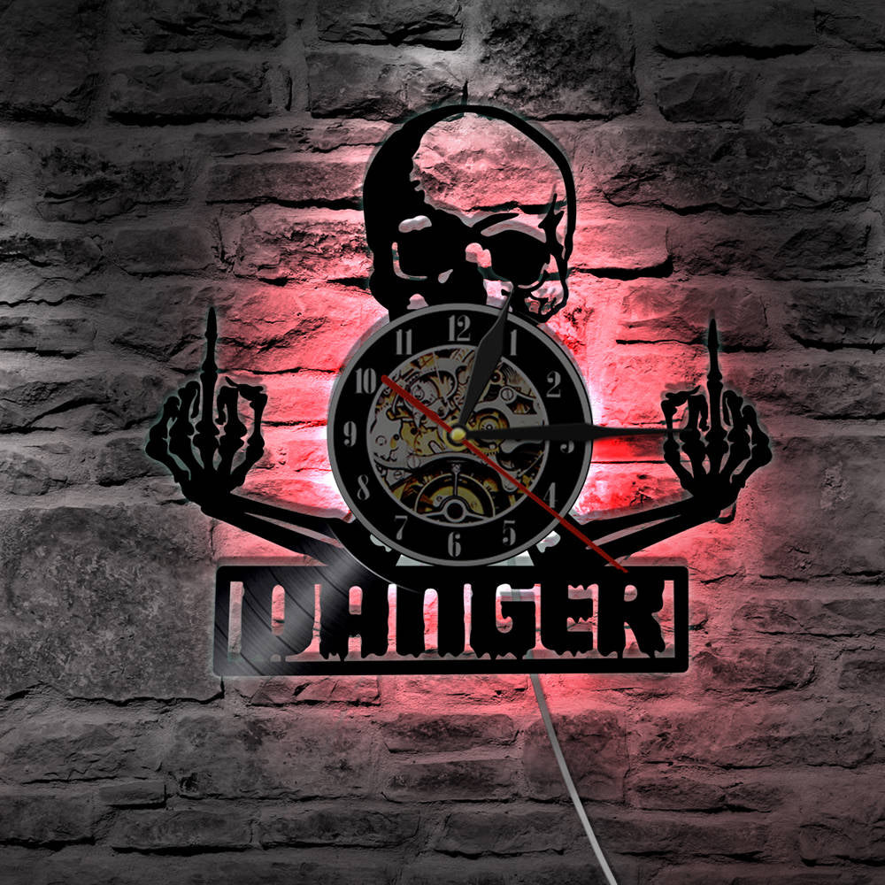 SkullGlow - Cool Skull Vinyl Wall Clock
