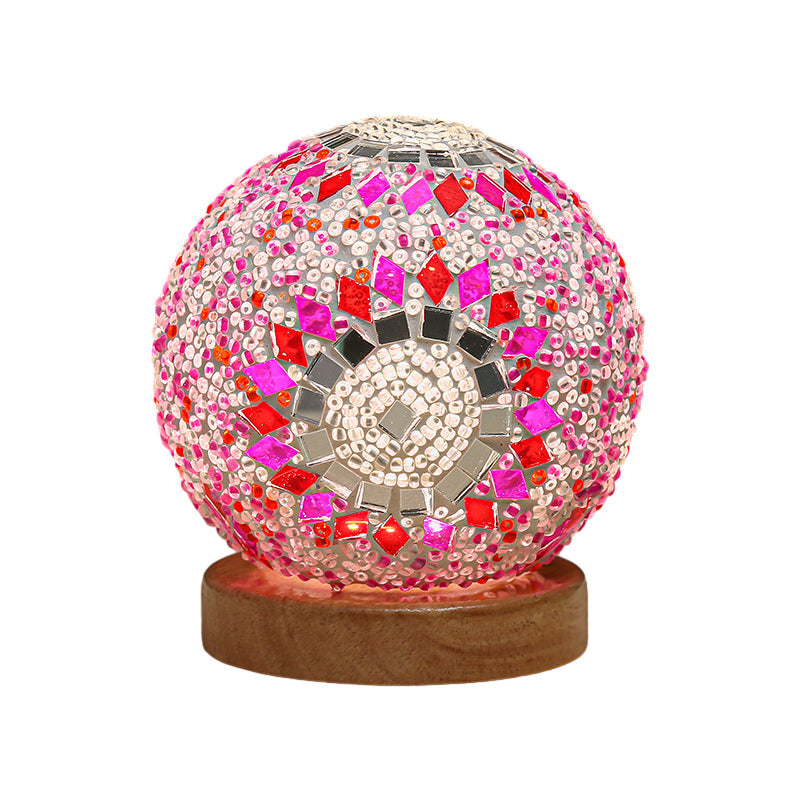 GlowNest - Spherical LED Dimmable Glass Bohemian Baroque Table Lamp Mosaic Night Light 3.9"