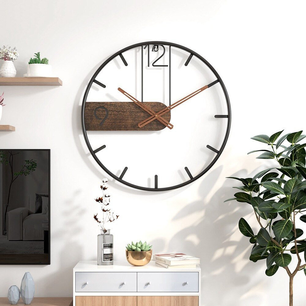 Elegant Wall Clock in Steel and Walnut