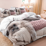 CosyPaws - 3-Piece Duvet Cover Set 'Cat Lover' with Quilt Duvet Cover and Pillowcase