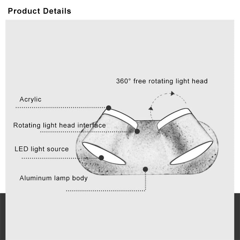 Nordic Rotatable Cylinder Shade LED Wall Lamp 1/2/3 Flames