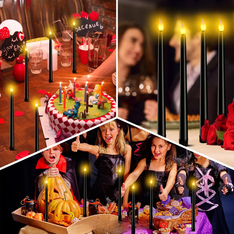 Shadowglow - Black LED Taper Candles for Halloween and Weddings