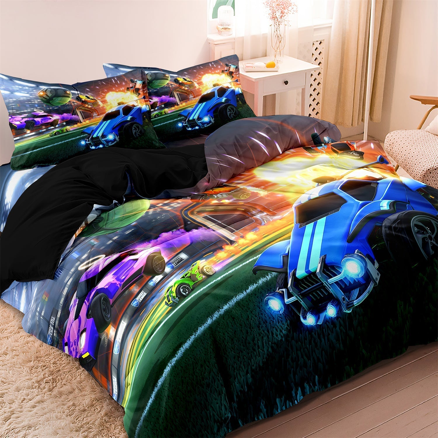 RaceTrek - Children's Duvet Cover Stunt Car Race for Boys' Room