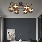 ValentinaLuxe - Vintage Round Chandelier in Smoked Glass