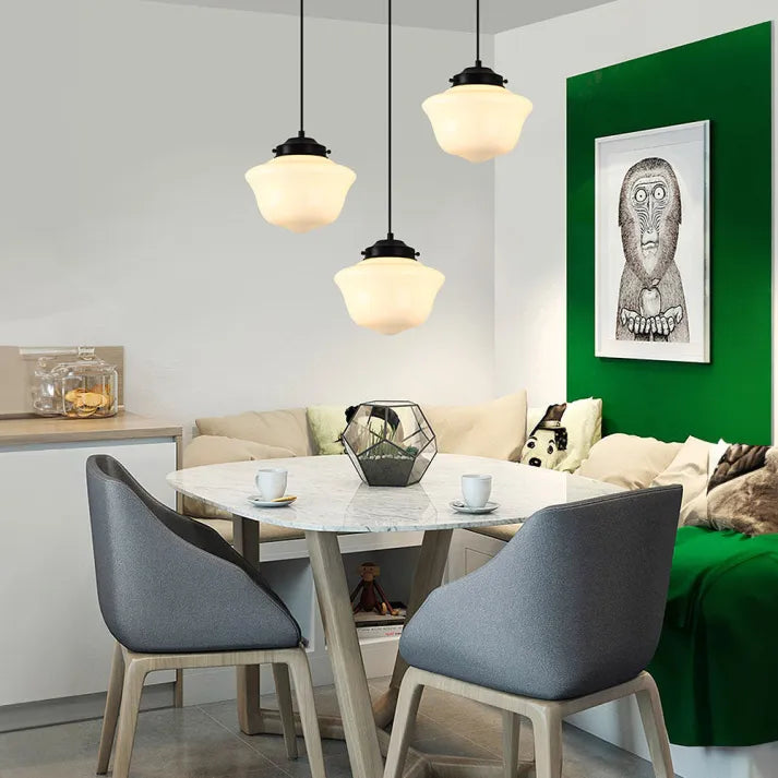 VintageGlow – Geometric Pendant Light in Matt Glass