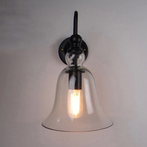 VintageGlow - Industrial wall lamp in vintage style with one clear glass clock