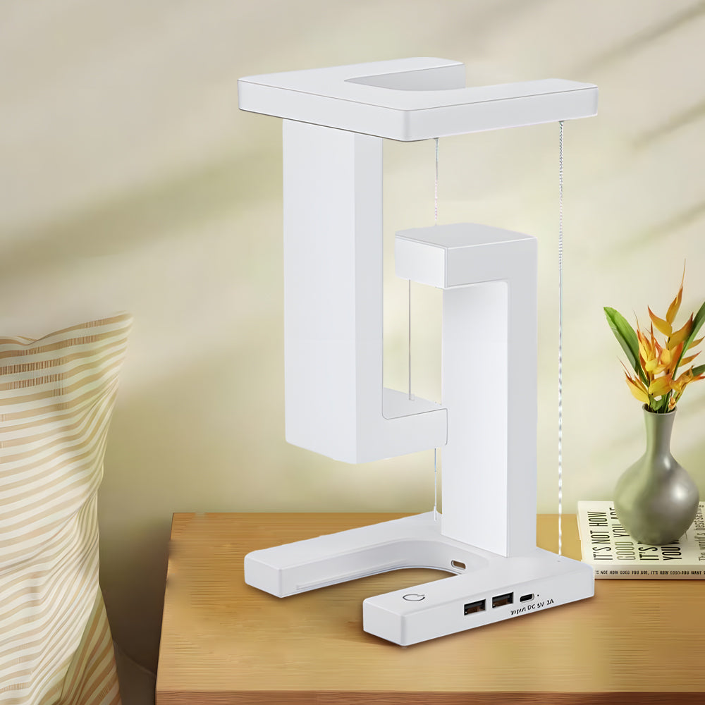 GlowGenie - Floating Anti-Gravity Table Lamp with Wireless Charging and LED Lighting