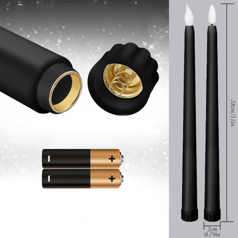 Shadowglow - Black LED Taper Candles for Halloween and Weddings