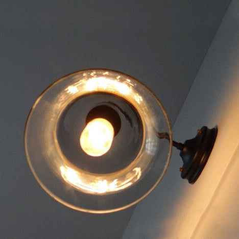 VintageGlow - Industrial wall lamp in vintage style with one clear glass clock