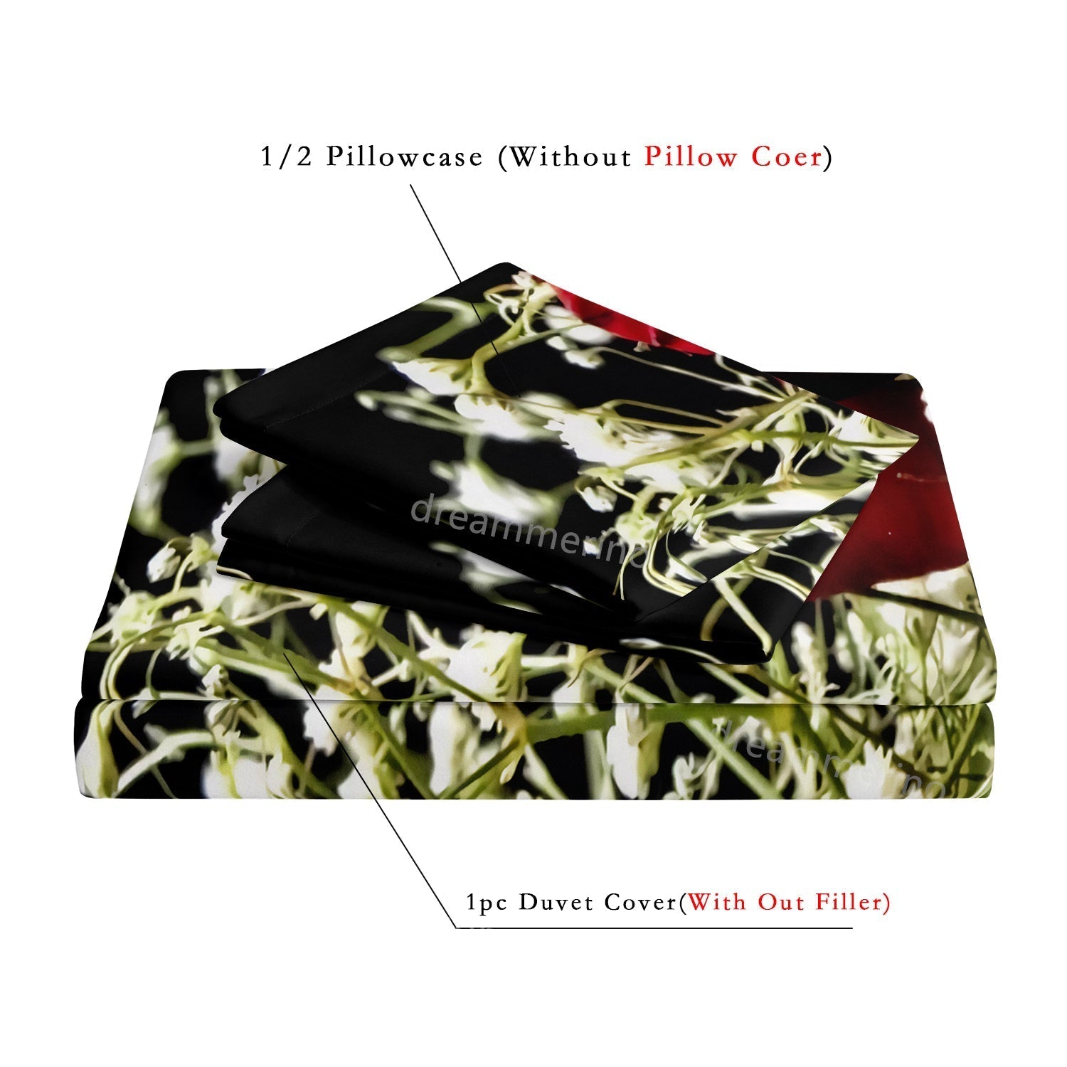 FloraGlow - Romantic Rose Flower Printed Duvet Cover Bedding Set