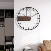 Elegant Wall Clock in Steel and Walnut