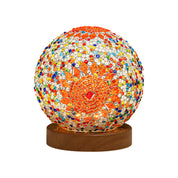 GlowNest - Spherical LED Dimmable Glass Bohemian Baroque Table Lamp Mosaic Night Light 3.9"