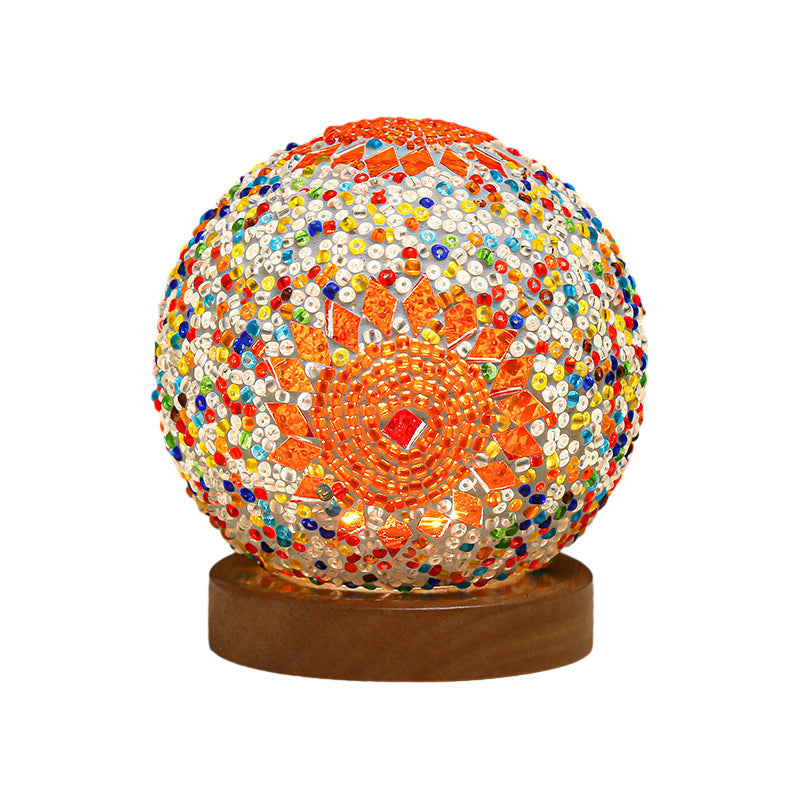 GlowNest - Spherical LED Dimmable Glass Bohemian Baroque Table Lamp Mosaic Night Light 3.9"