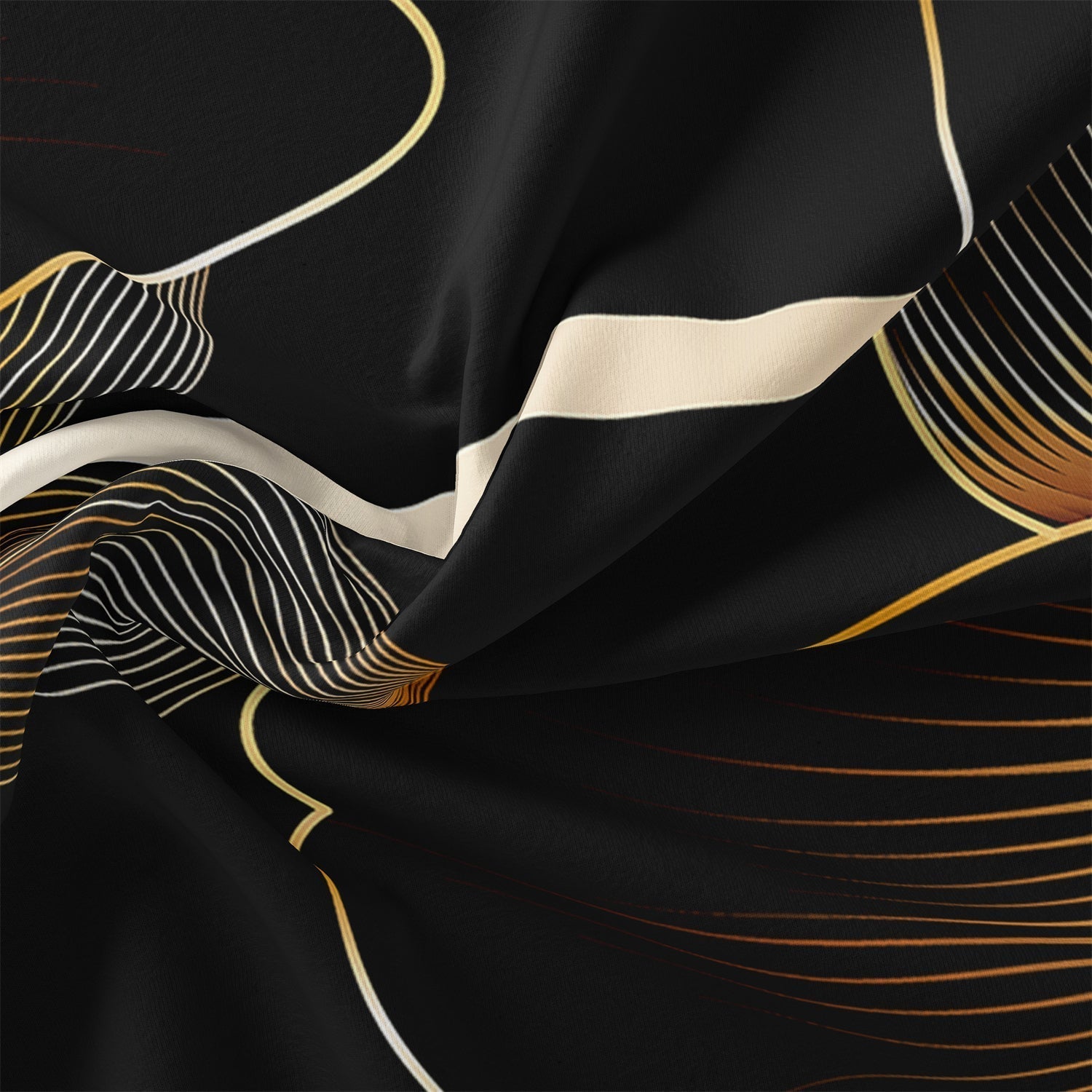 GlowGlam - Black & Gold Floral Printed Duvet Cover Bedding Set