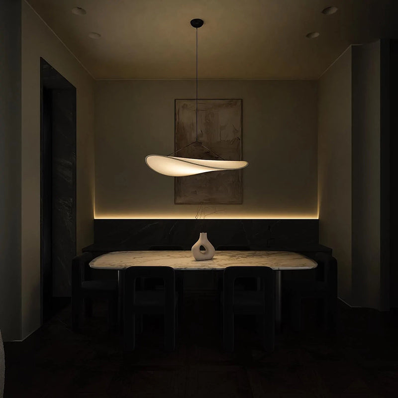 LunaLux - Modern LED Pendant Light in Metal and Synthetic Silk