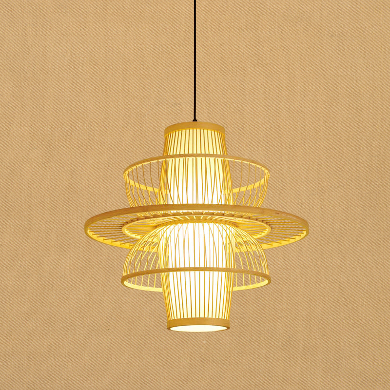 ZenLuxe – Pendant Light in Black and Beige Bamboo