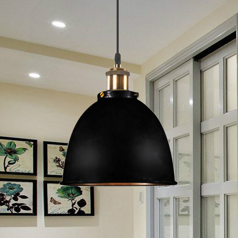 Atmospheric Dome - Iron Pendant Light with Black/Rust Cable