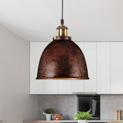 Atmospheric Dome - Iron Pendant Light with Black/Rust Cable