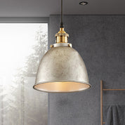Atmospheric Dome - Iron Pendant Light with Black/Rust Cable