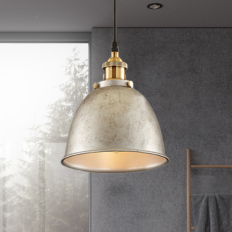 Atmospheric Dome - Iron Pendant Light with Black/Rust Cable