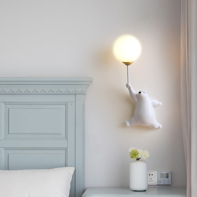 Fateh Design Bear LED Wall Lamp White/Blue/Pink Resin/Acrylic Bedroom/Living Room/Children's Room