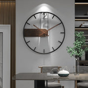Elegant Wall Clock in Steel and Walnut