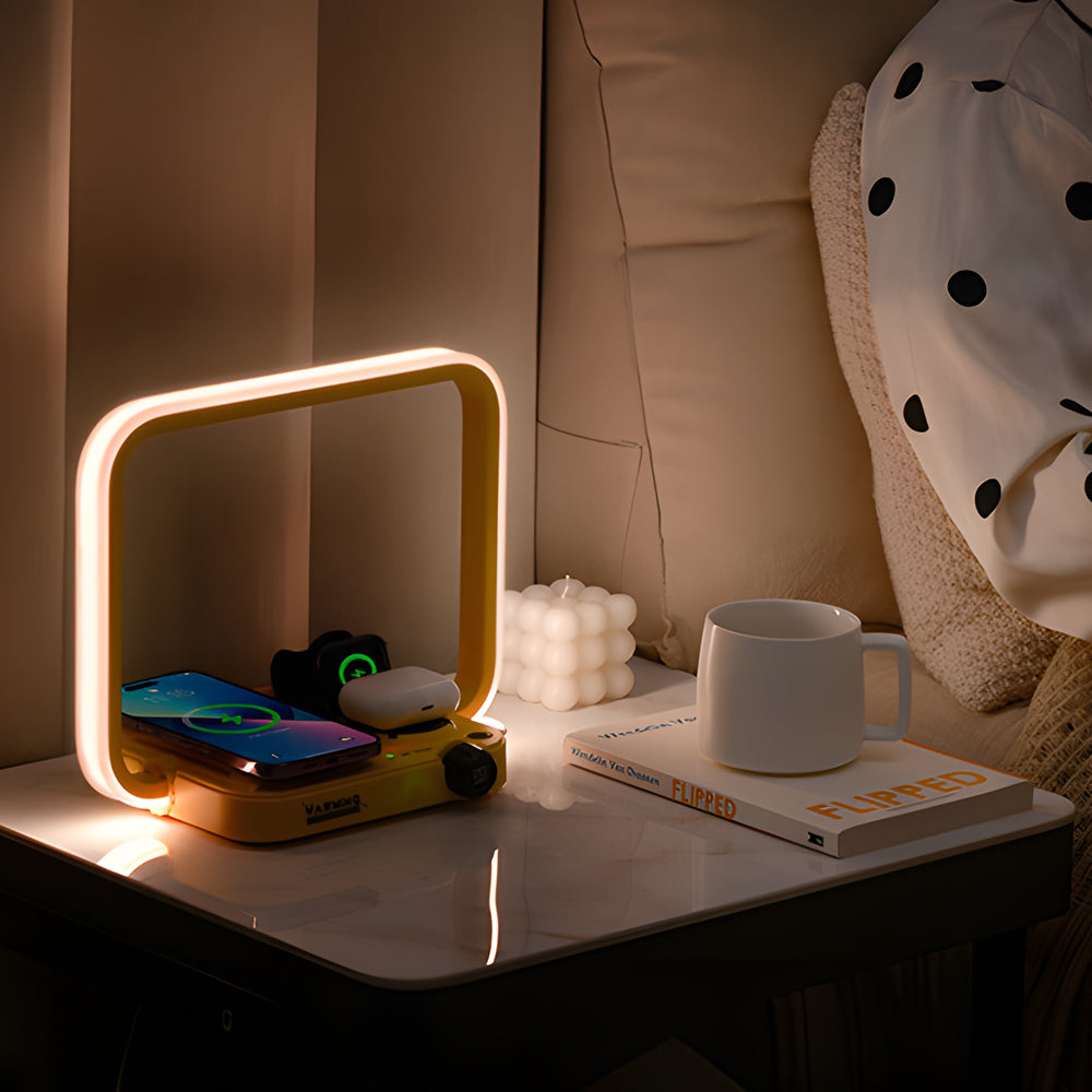 TechGlow - 3-in-1 Wireless Charger RGB Desk Lamp Multifunctional Timing Desk Light