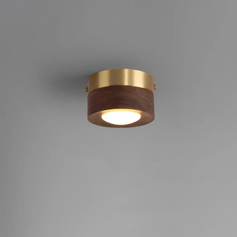 WoodAura - Walnut Wood Ceiling Light with LED Spotlight