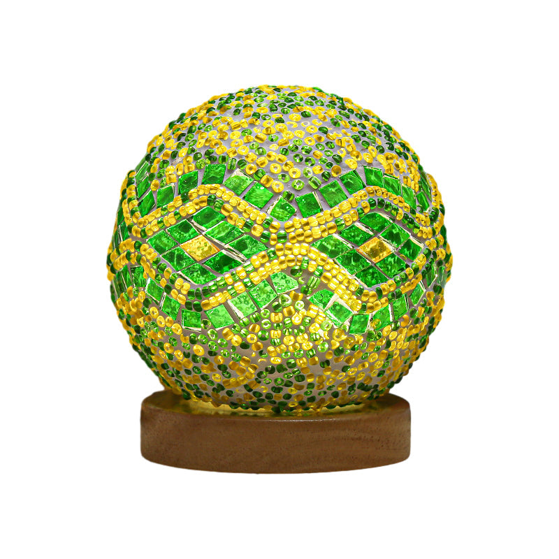 GlowNest - Spherical LED Dimmable Glass Bohemian Baroque Table Lamp Mosaic Night Light 3.9"