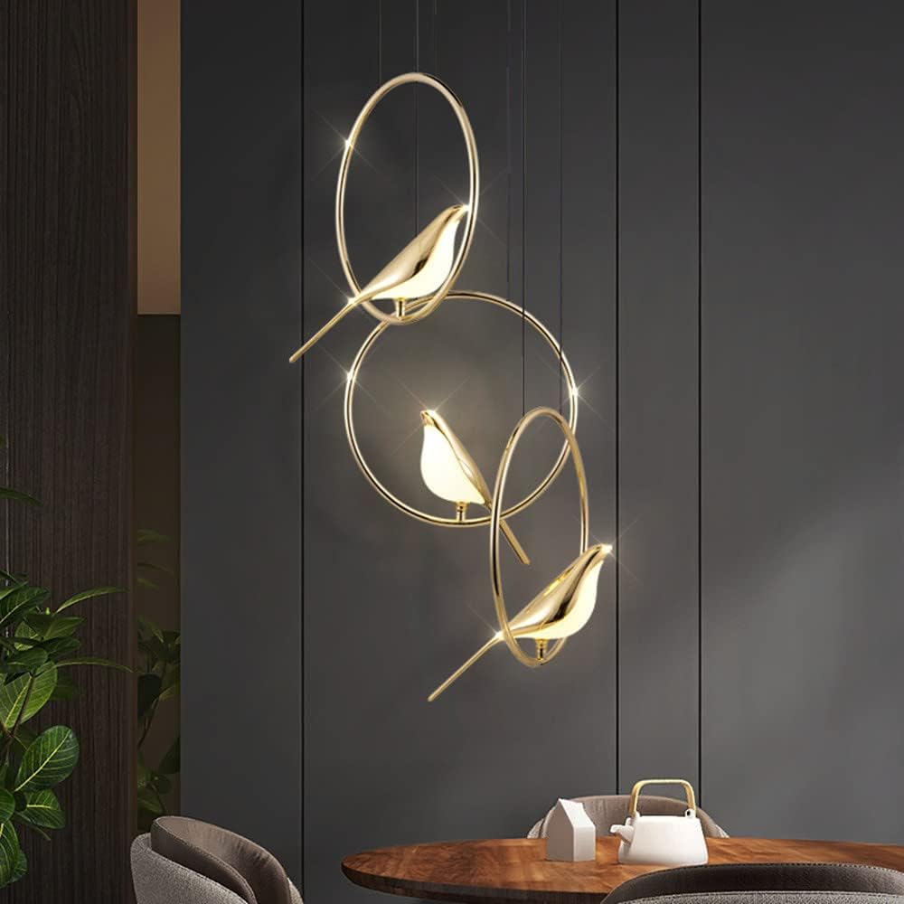 Creative LED Pendant Lamp in the Shape of Birds with Rings