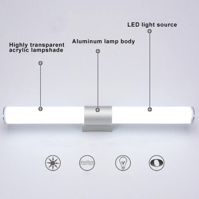 LuxBright - Modern minimalist cylindrical LED mirror wall lamp