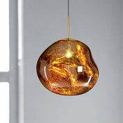 Modern Pendant Light - Silver/Red Glass