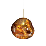 Modern Pendant Light - Silver/Red Glass