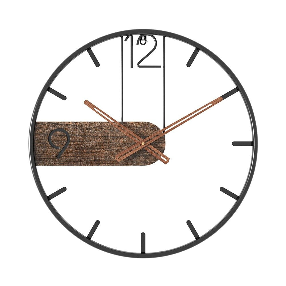 Elegant Wall Clock in Steel and Walnut
