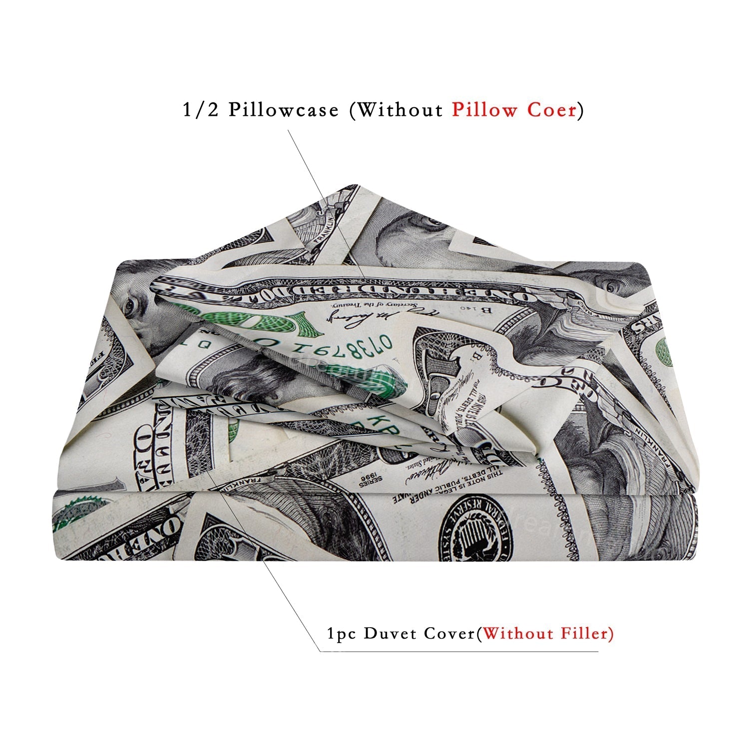 StyleKids - Kids Rich Dollars Duvet Cover Bedding Set for Children's Room Teenagers