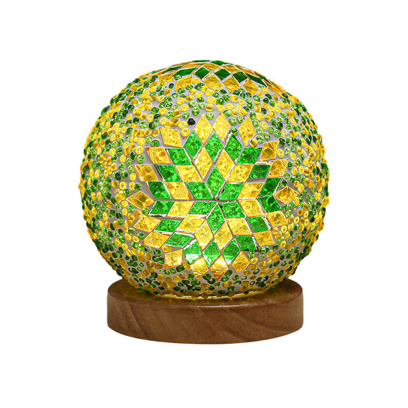 GlowNest - Spherical LED Dimmable Glass Bohemian Baroque Table Lamp Mosaic Night Light 3.9"