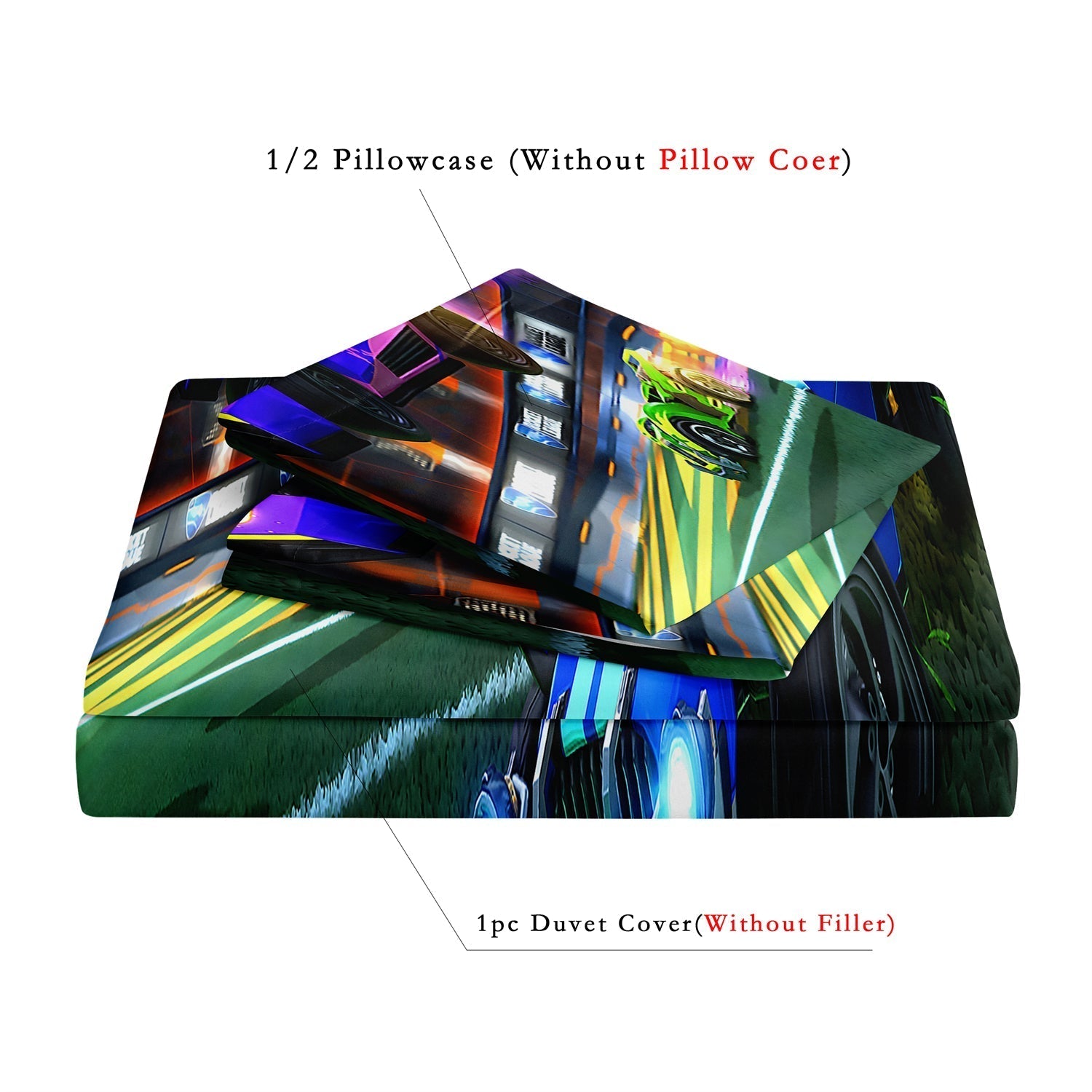 RaceTrek - Children's Duvet Cover Stunt Car Race for Boys' Room