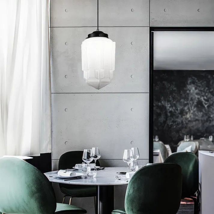 VintageGlow – Geometric Pendant Light in Matt Glass