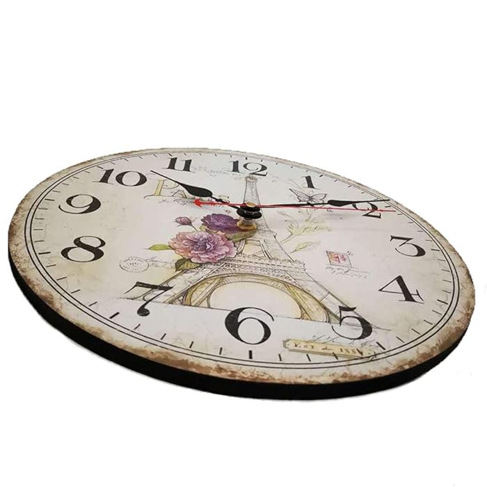 Lumière - Stylish Wooden Wall Clock with Eiffel Tower Design