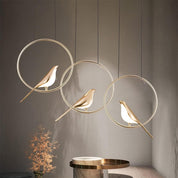 Creative LED Pendant Lamp in the Shape of Birds with Rings