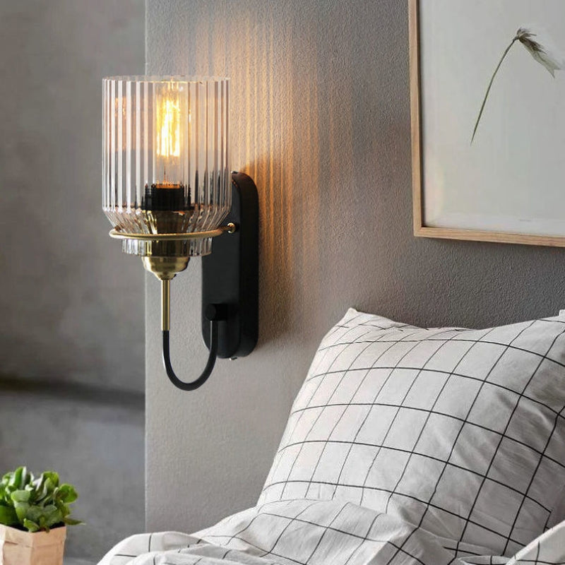 Vintage Wall Lamp with Engineered Glass Shade