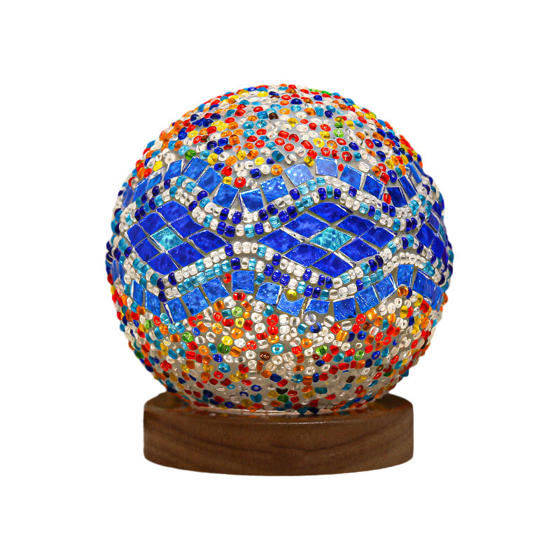 GlowNest - Spherical LED Dimmable Glass Bohemian Baroque Table Lamp Mosaic Night Light 3.9"