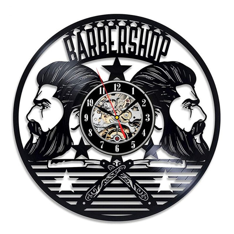 BarberTime - Stylish Vinyl Wall Clock for Barbershops