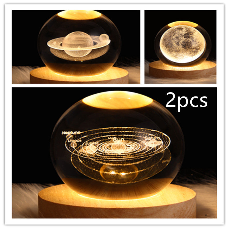 3D Galaxy Crystal Ball LED Night Light