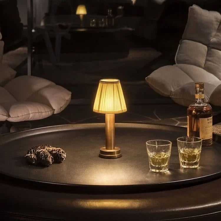 LuxeSilk - Wireless Table Lamp in Soft Metal