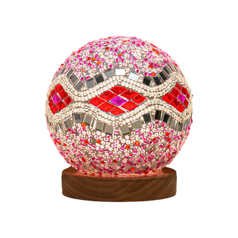 GlowNest - Spherical LED Dimmable Glass Bohemian Baroque Table Lamp Mosaic Night Light 3.9"