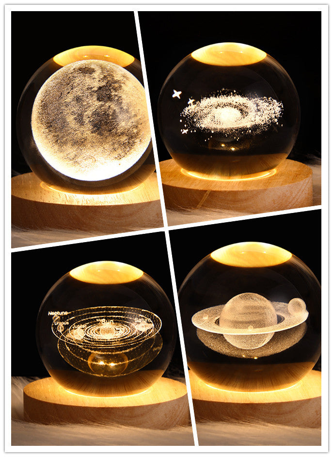 3D Galaxy Crystal Ball LED Night Light
