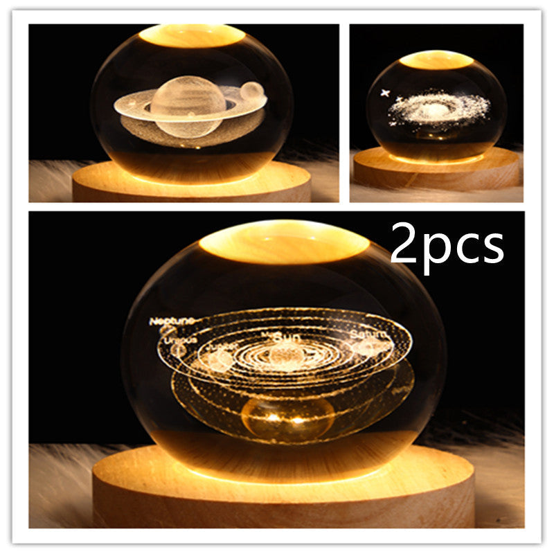 3D Galaxy Crystal Ball LED Night Light