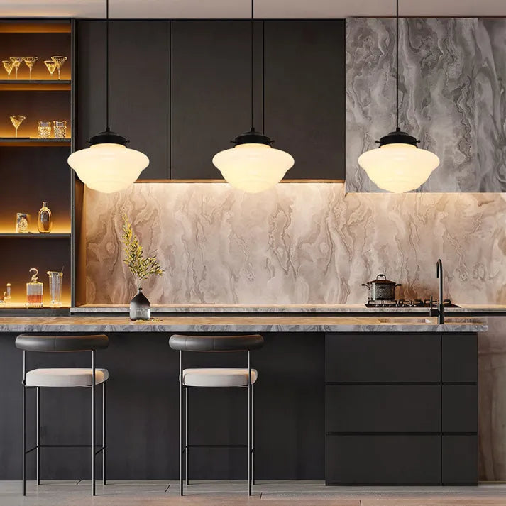 VintageGlow – Geometric Pendant Light in Matt Glass